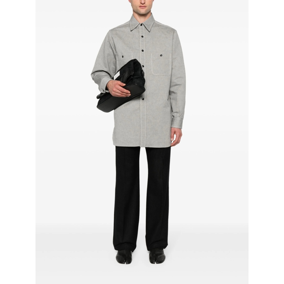 pointed-collar cotton shirt - Img 2