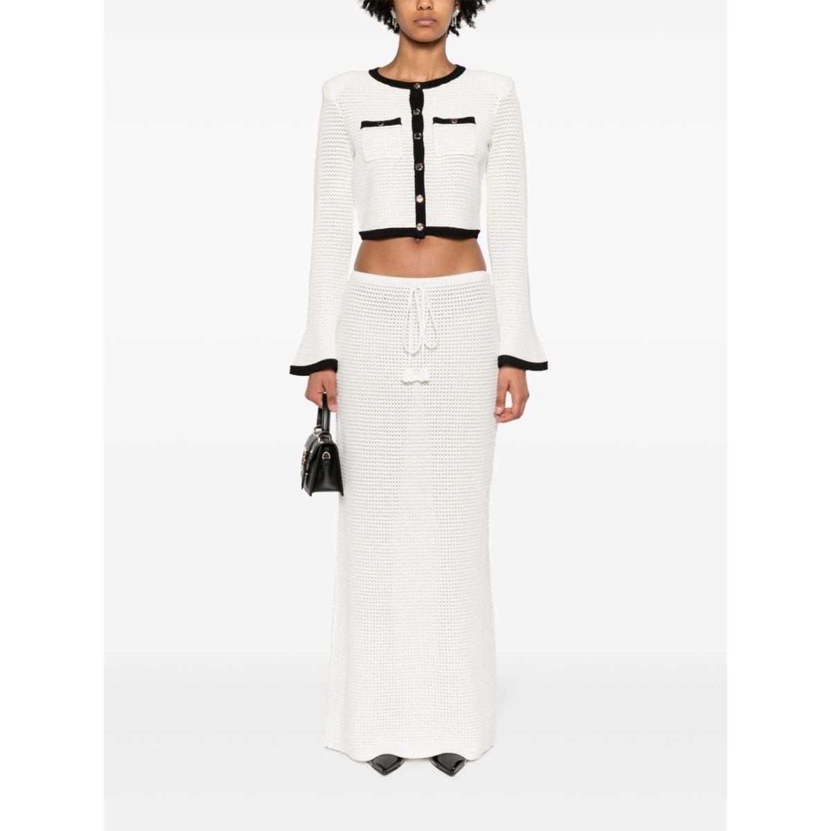 pointelle-knit cropped cardigan - Img 2