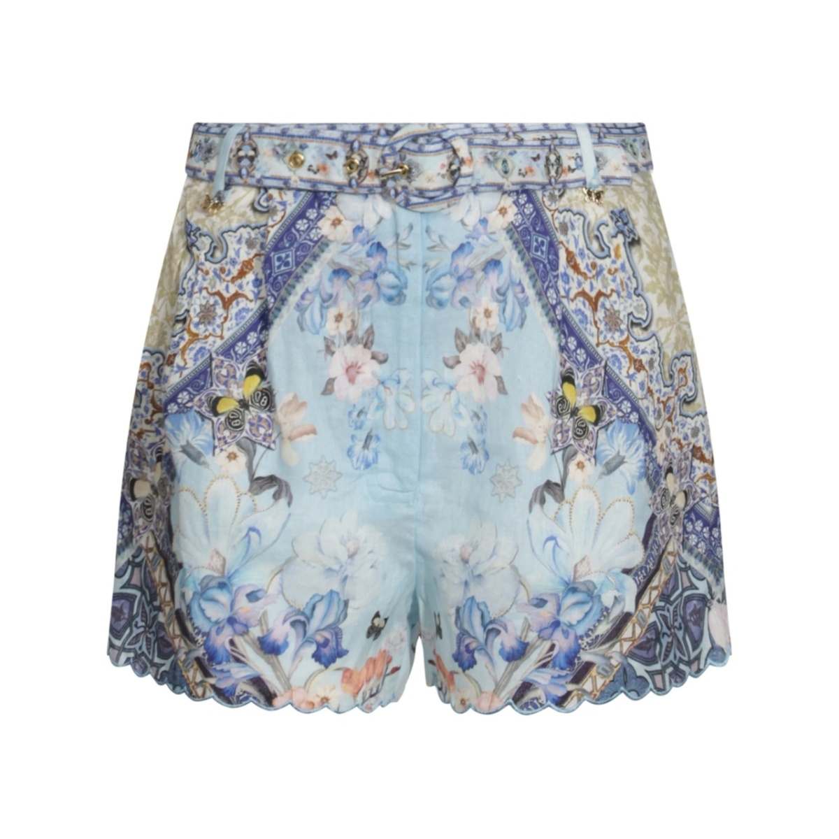 printed belted shorts