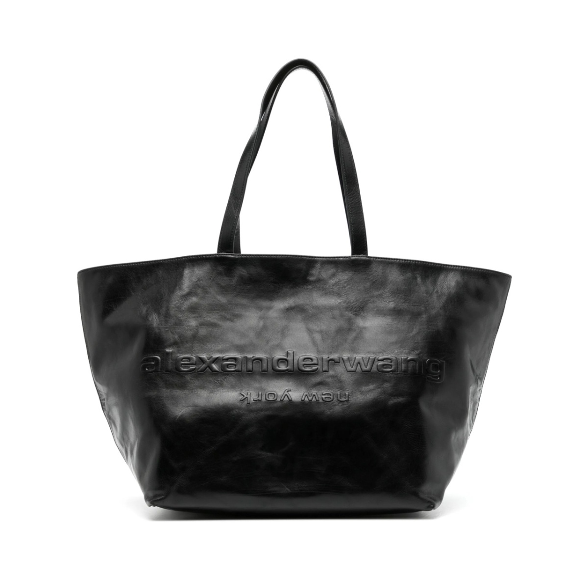 Punch logo-embossed leather tote bag