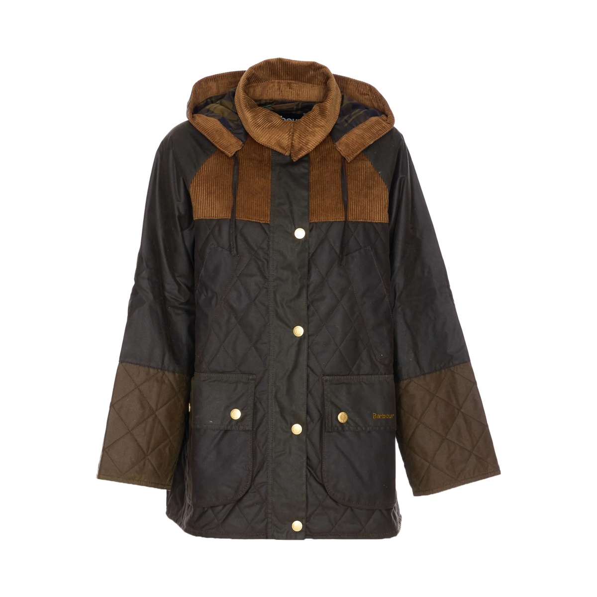 quilted corduroy-panels puffer jacket