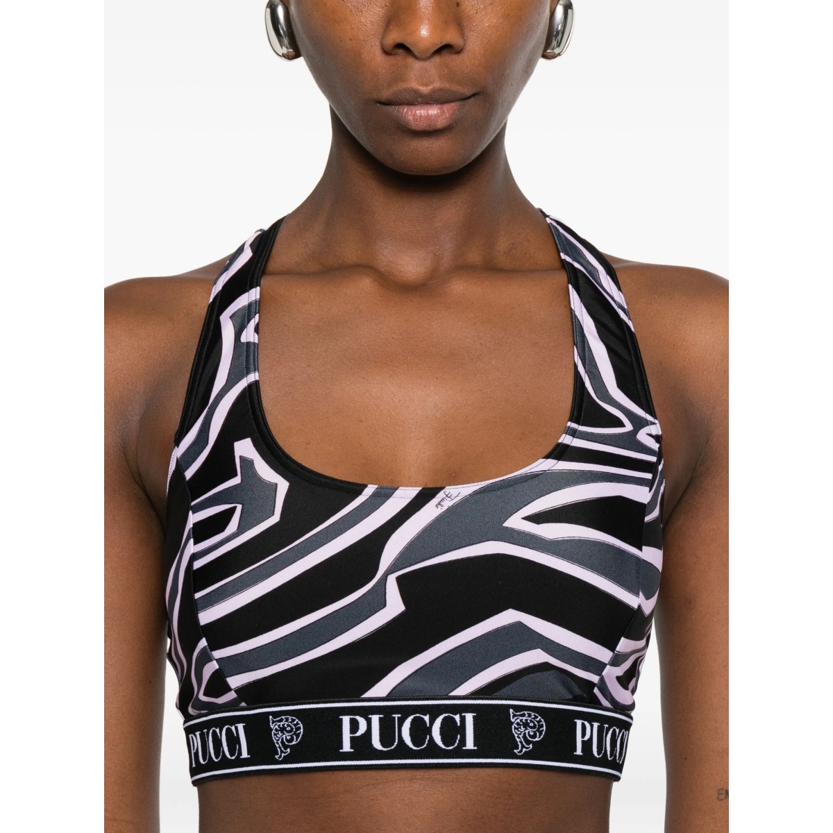 racer-neck print bra - Img 5