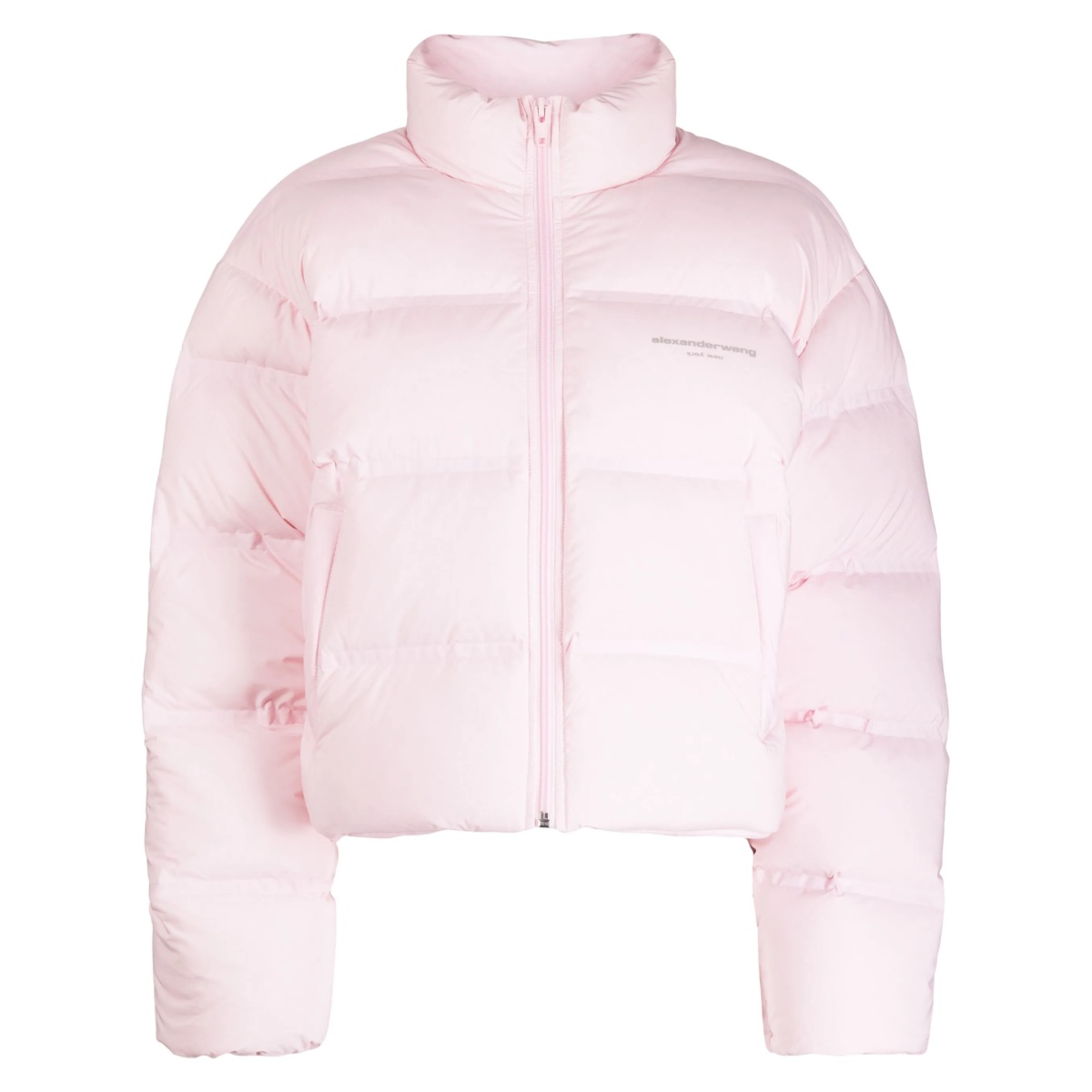 reflective-logo cropped puffer jacket