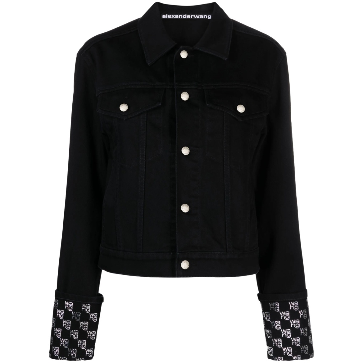 rhinestone-logo denim jacket