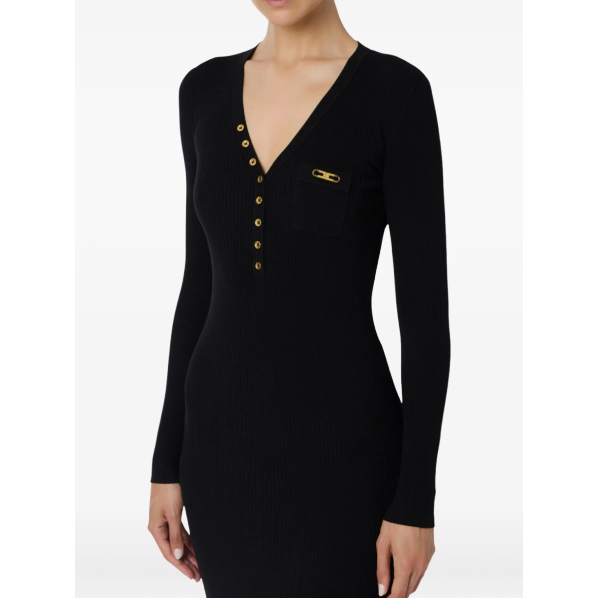 ribbed button-fastening midi dress - Img 4