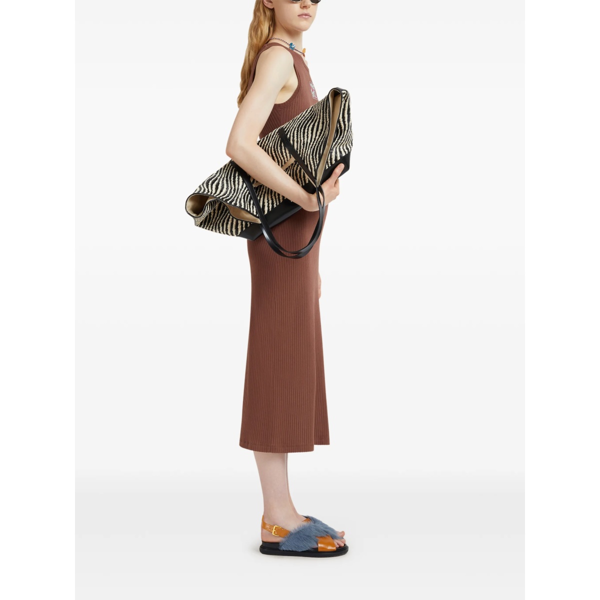 ribbed logo-patch midi dress - Img 2