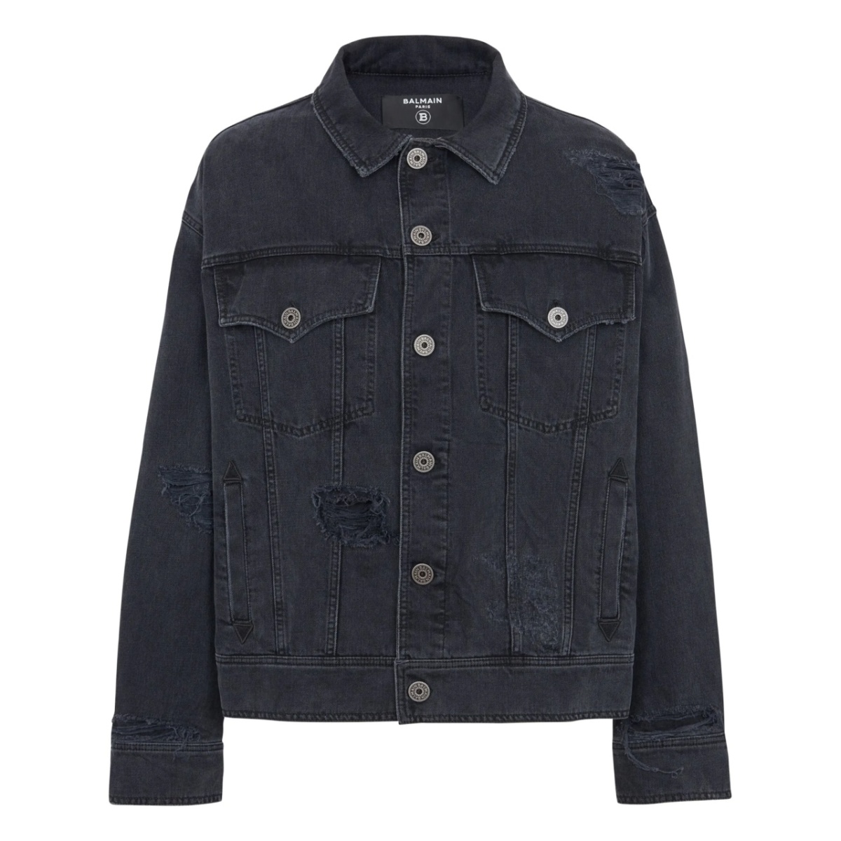 ripped-detail denim jacket