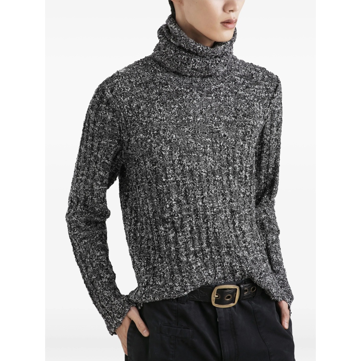 roll-neck speckled sweater