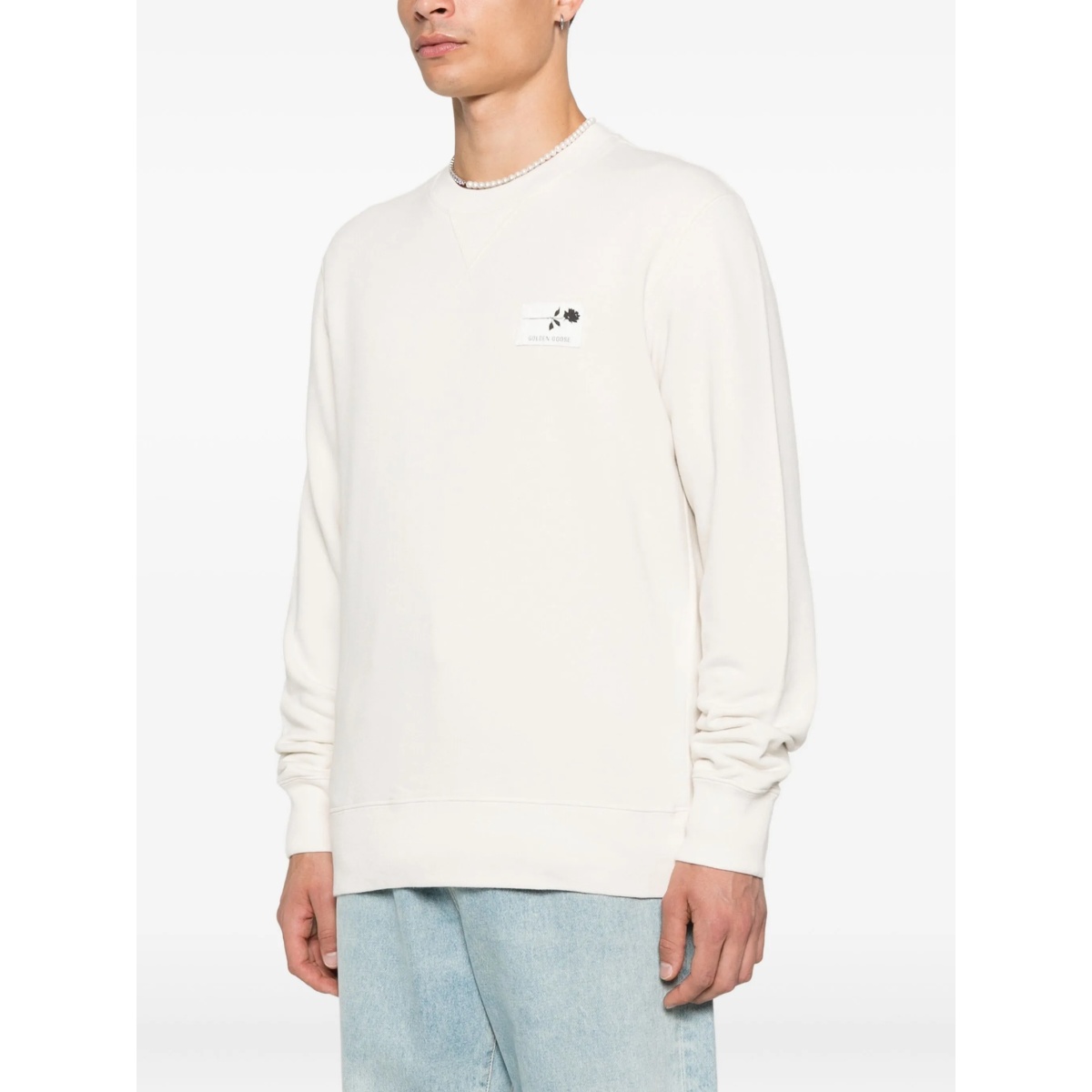 rose-embellished cotton sweatshirt - Img 3