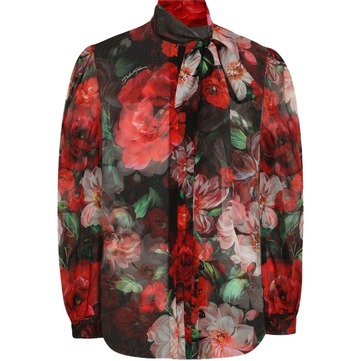 Rose-print chiffon blouse