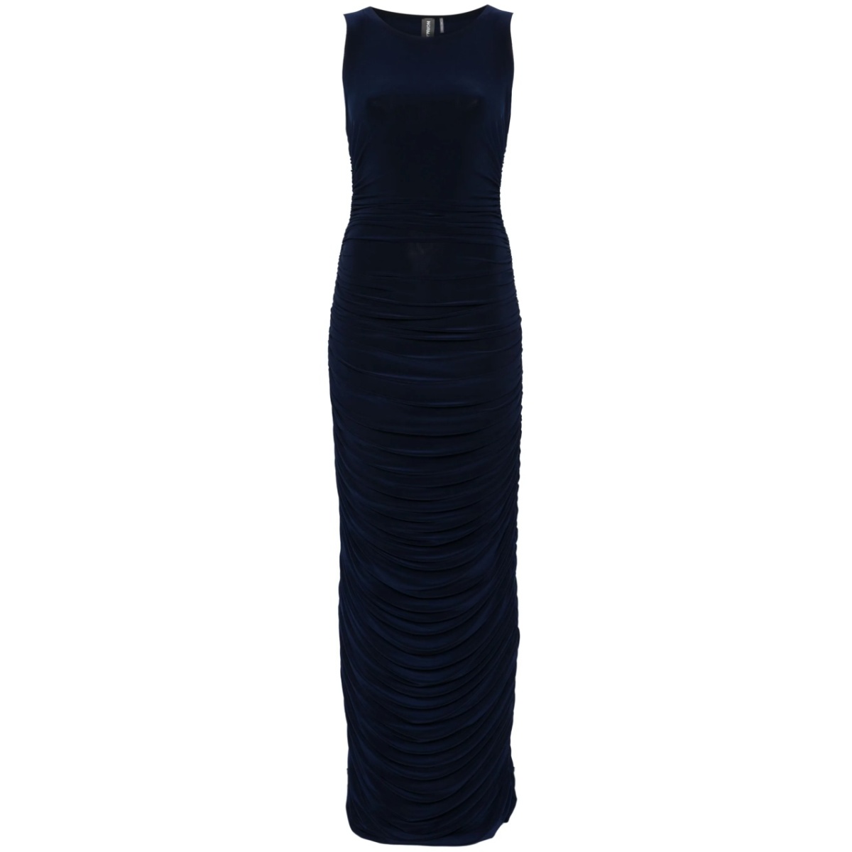 ruched sleeveless gown