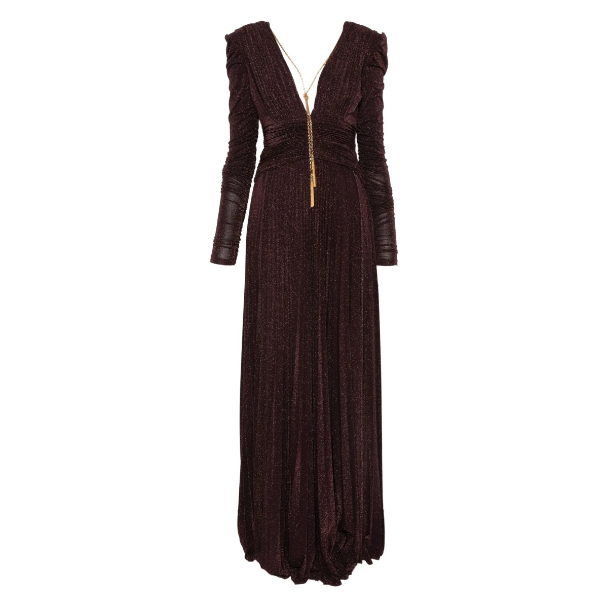 ruched V-neck maxi dress