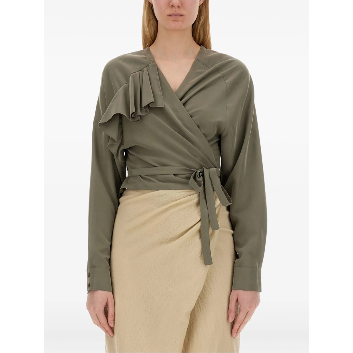ruffle-detail wrap top