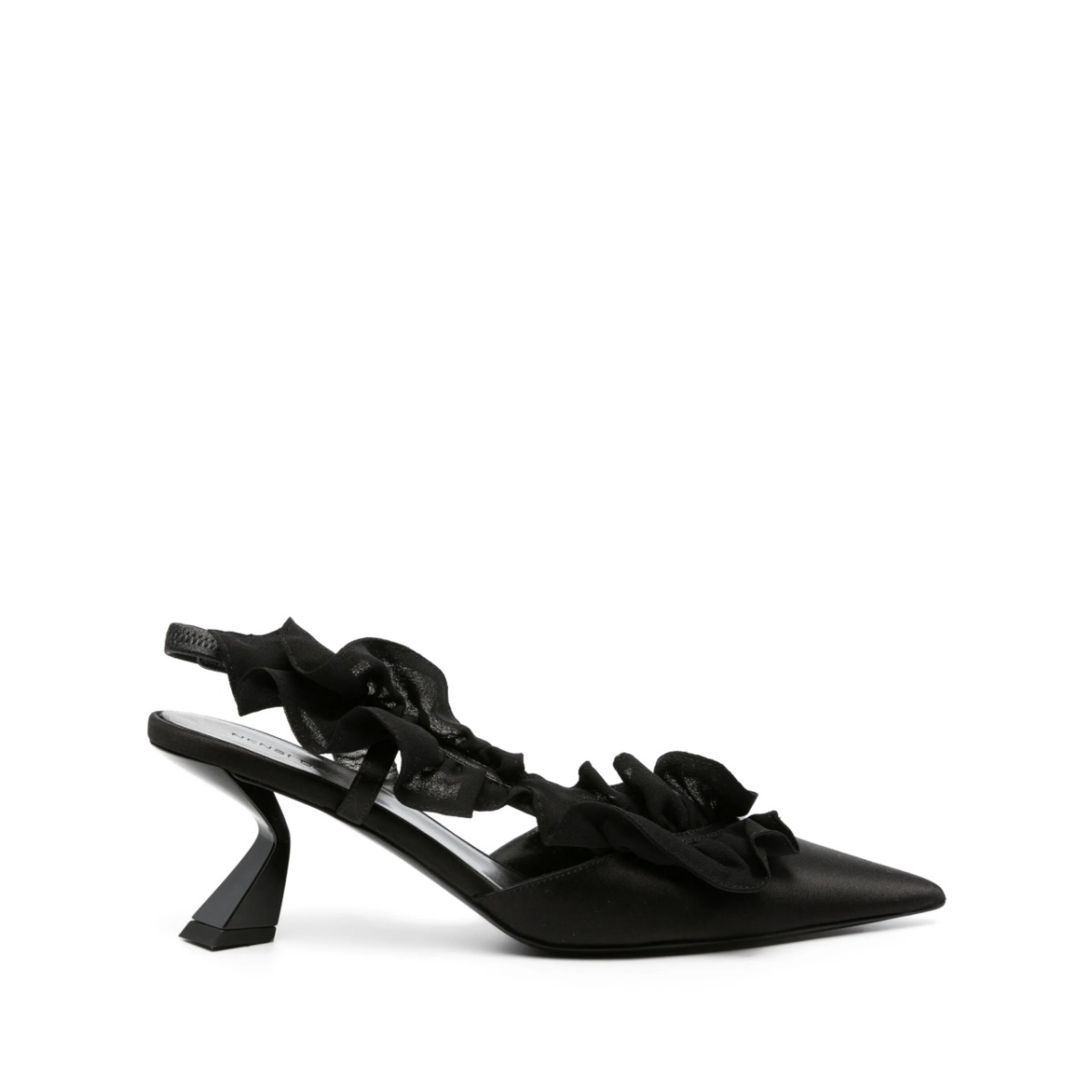 ruffle-detailed satin slingbacks