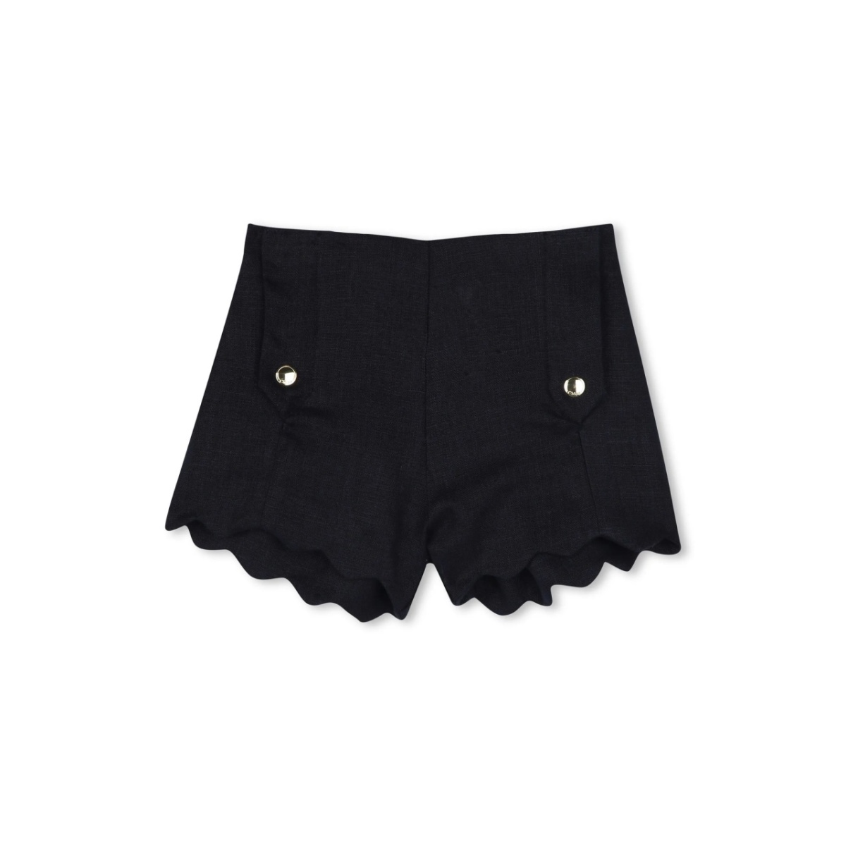 scallop-edge linen shorts