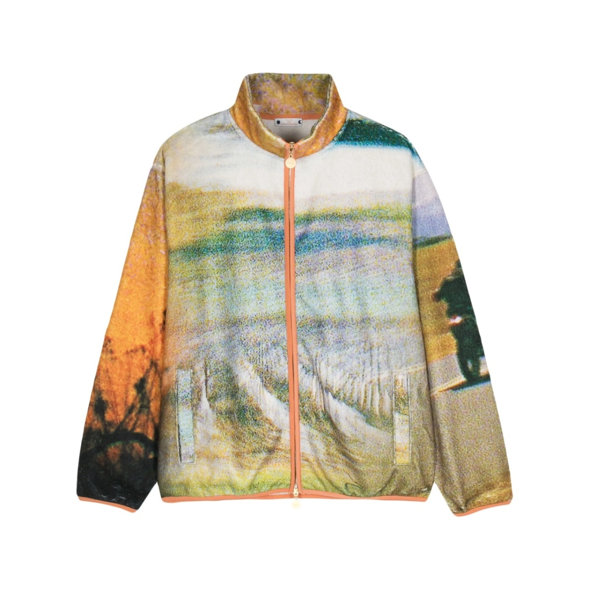 Scenario-print fleece jacket