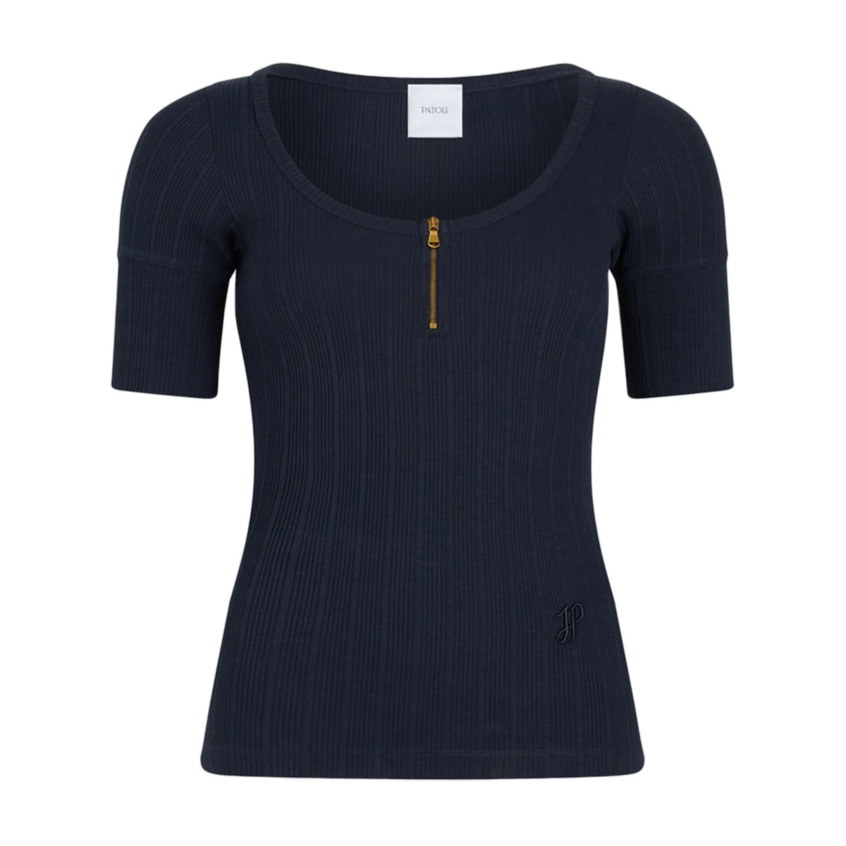 scoop-neck ribbed T-shirt