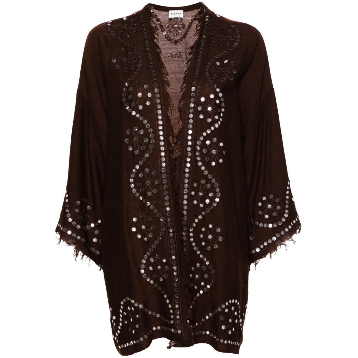 sequin-embellished cashmere kimono