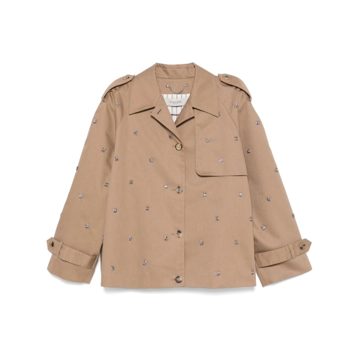 sequin-embellished cropped trench coat
