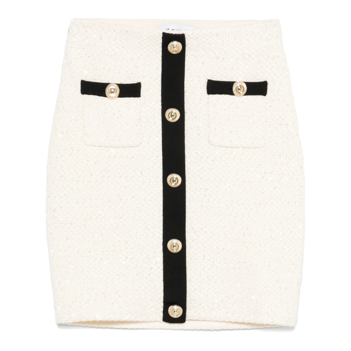 sequin-embellished knitted mini skirt