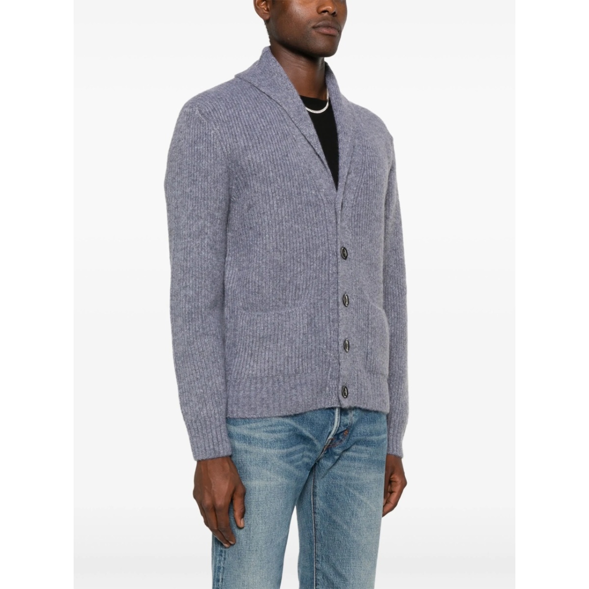 shawl-collar ribbed cardigan - Img 3