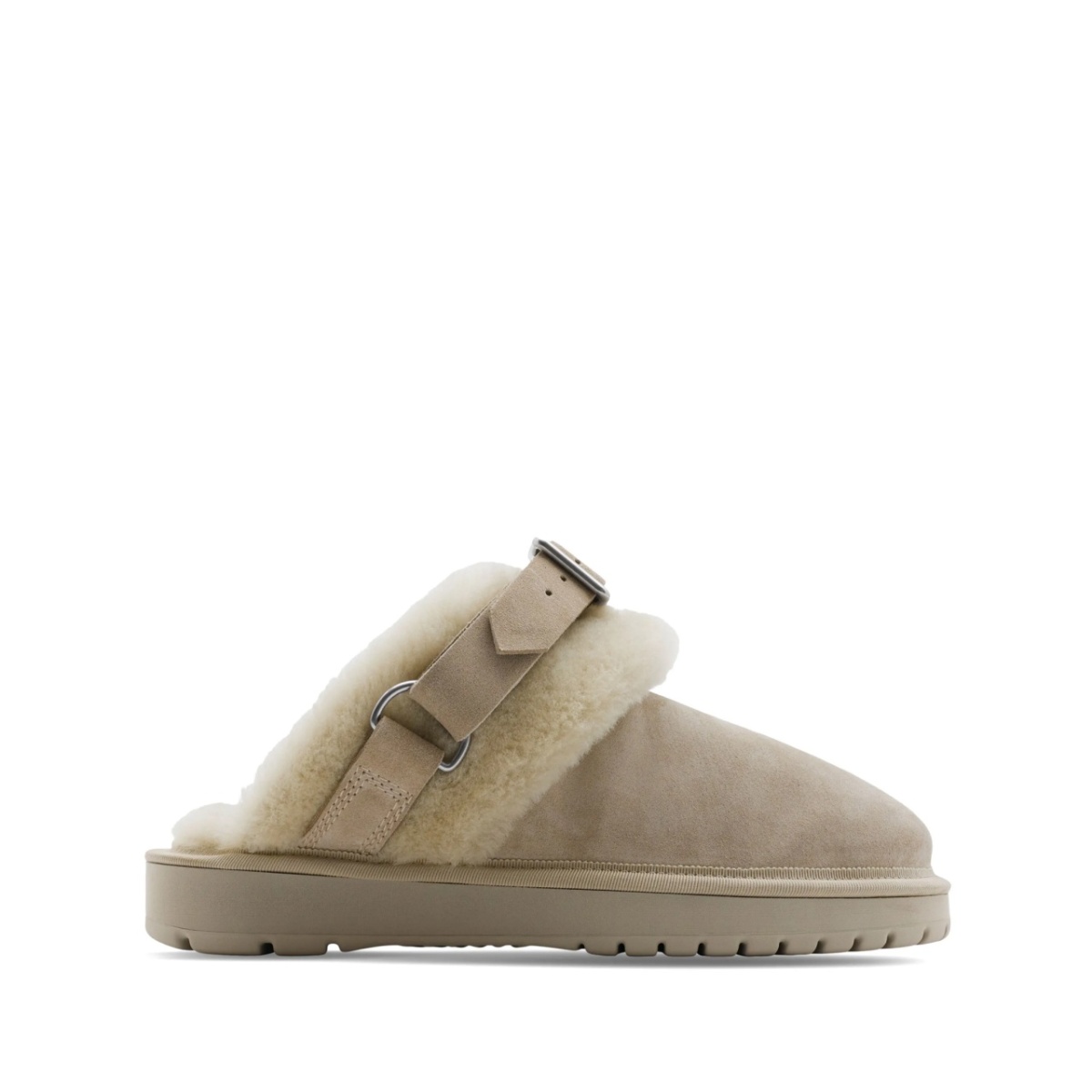 shearling suede mules