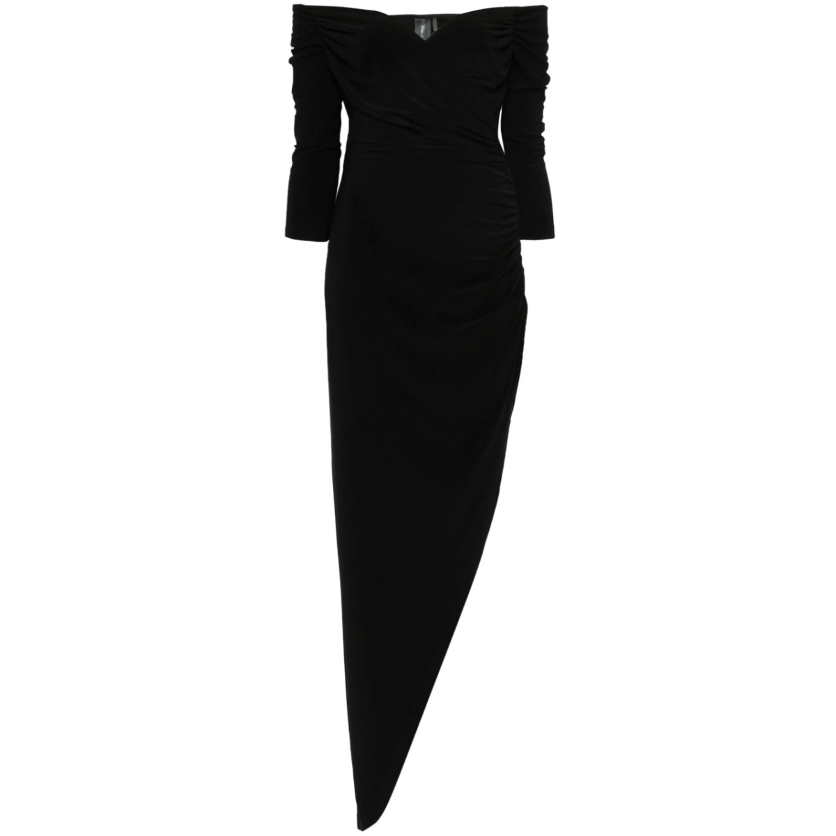 side-drape off-shoulder gown