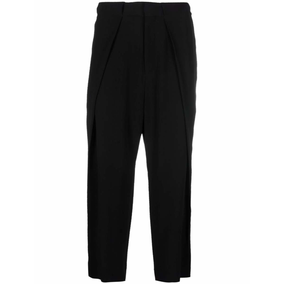 side folded crepe cropped trousers