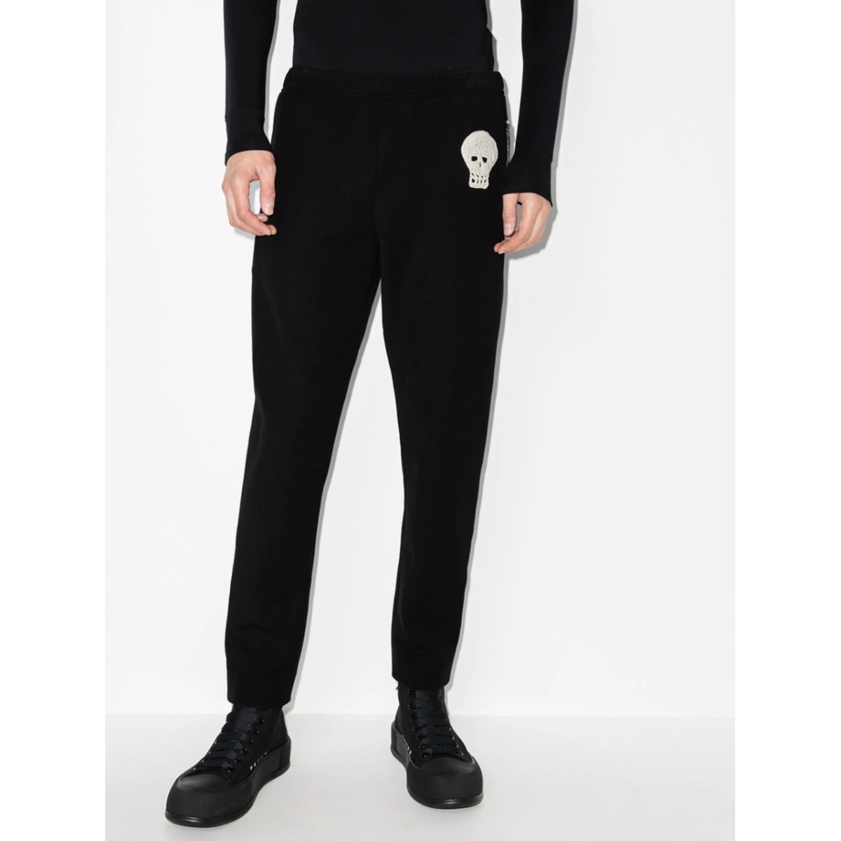 skull-embroidered zip-ankle tack pants - Img 2