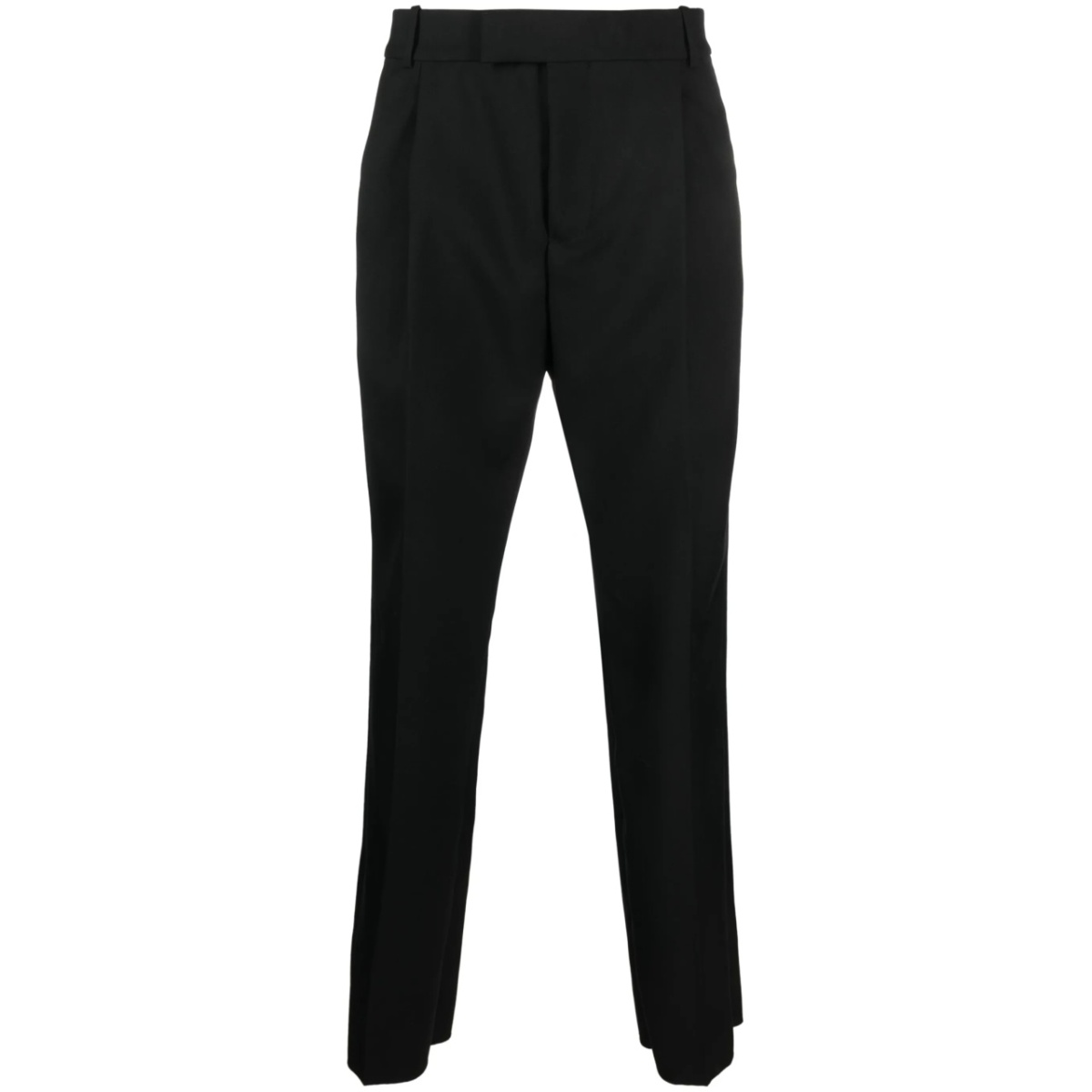 straight-leg wool trousers