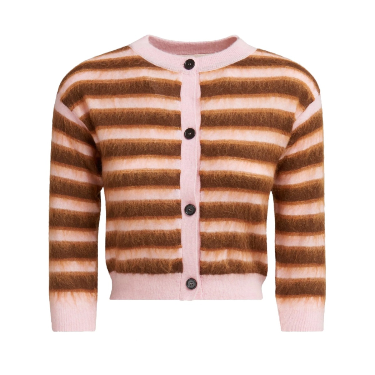 striped brushed wool cardigan