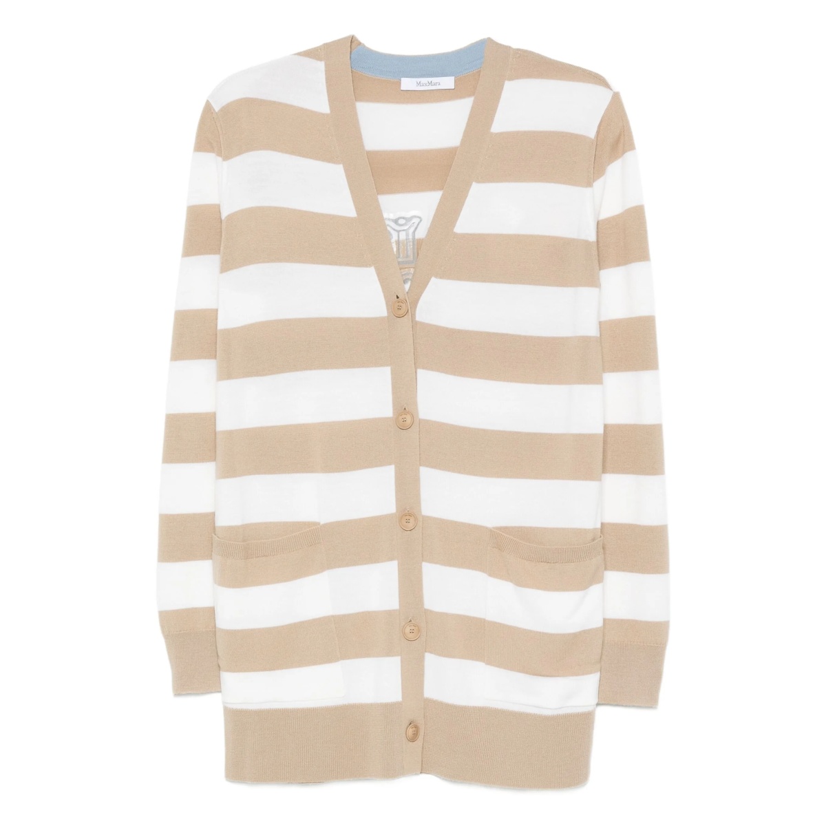 striped button-fastening cardigan