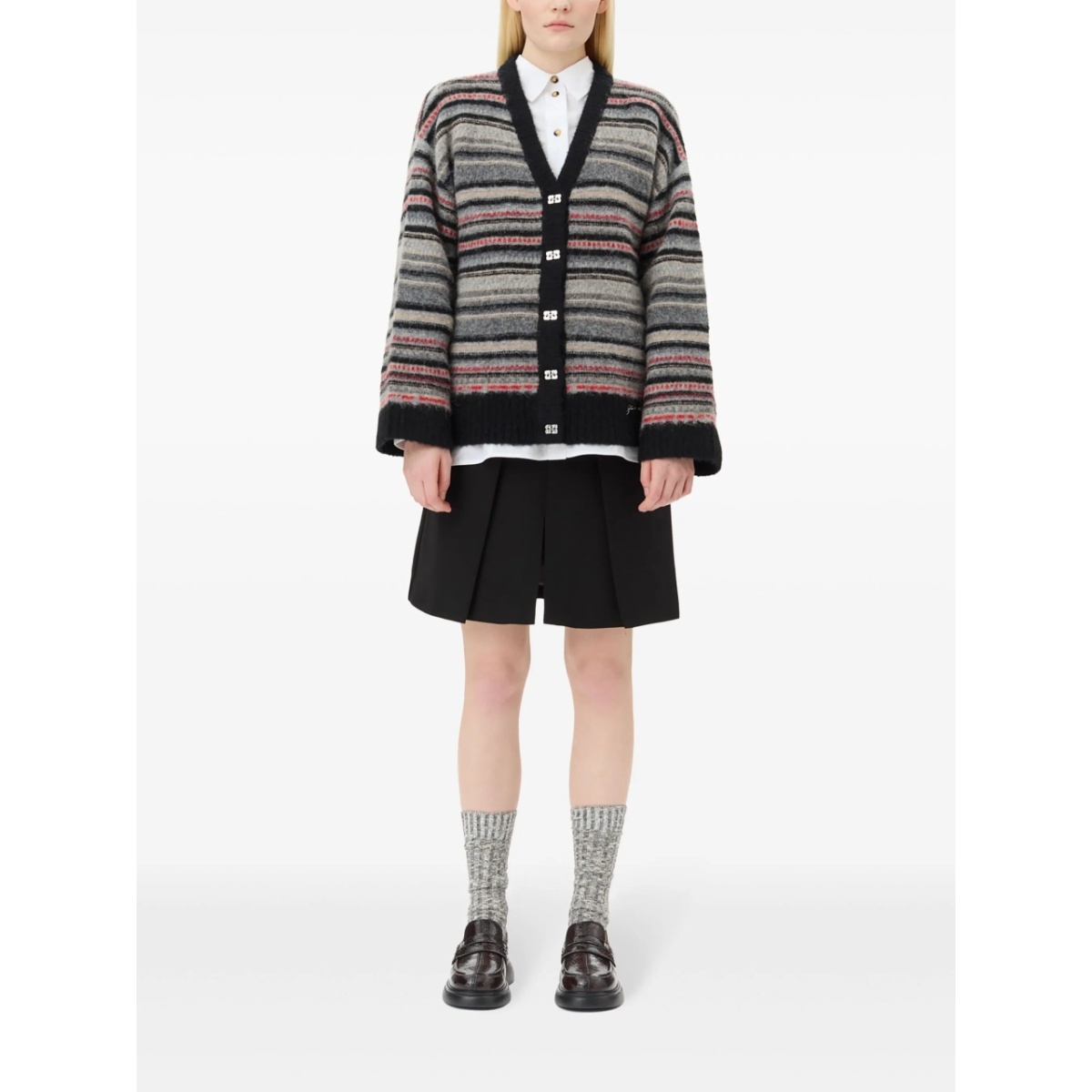 striped buttoned cardigan - Img 2