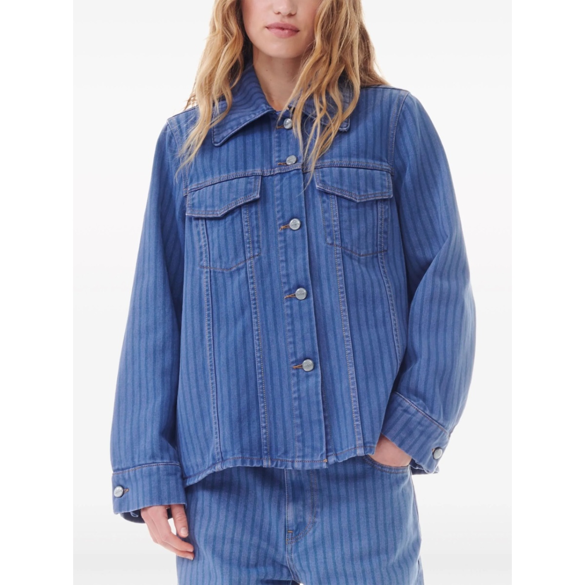 striped denim jacket - Img 5