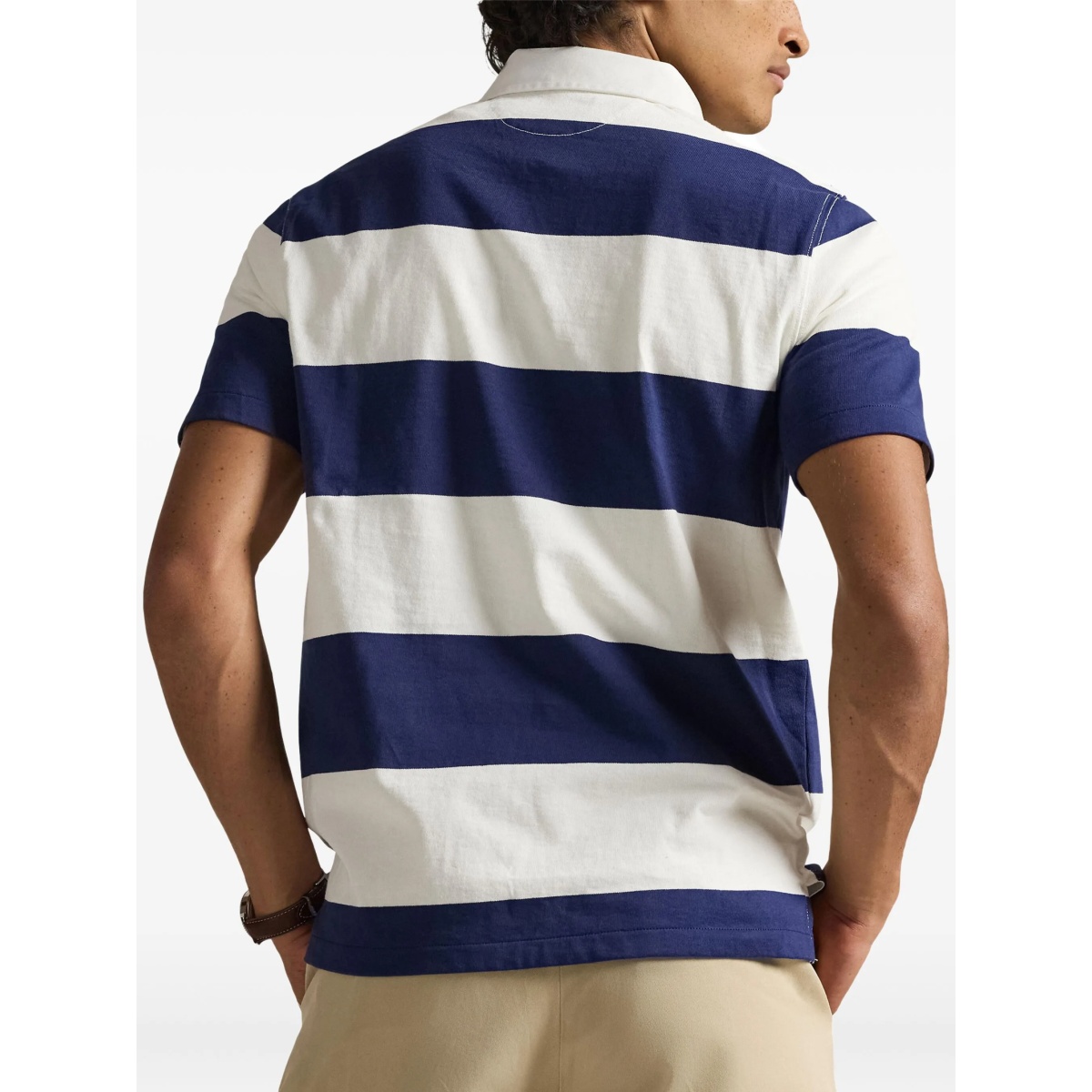 striped short-sleeve polo shirt - Img 4
