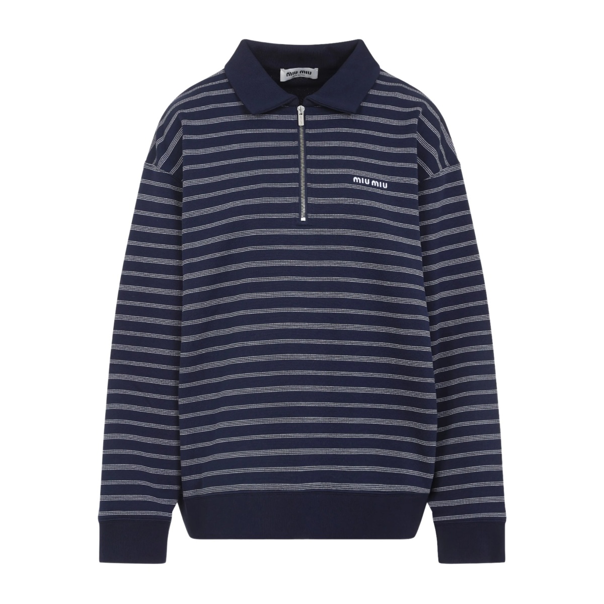 striped zip-up polo top