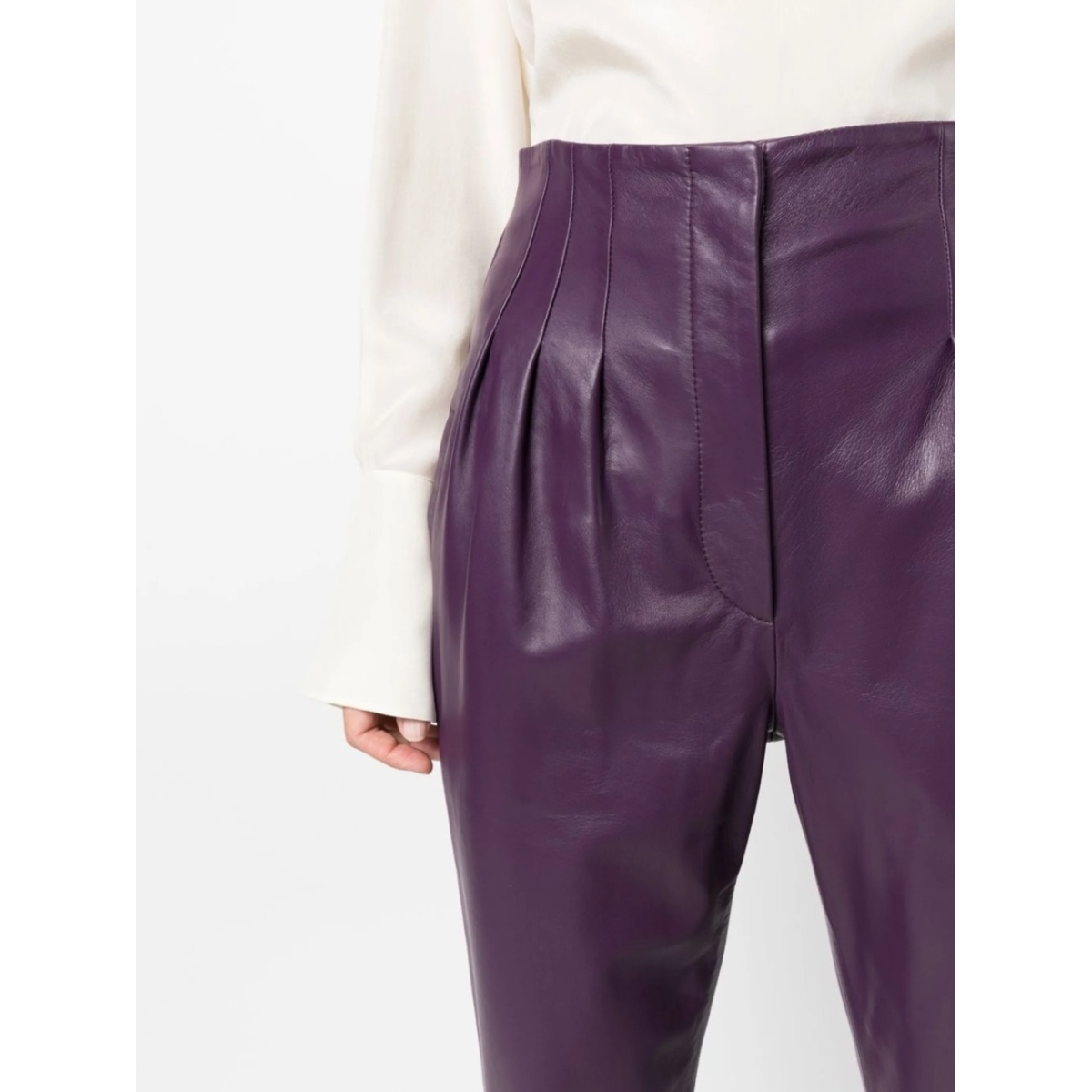 tapered-leg leather trousers - Img 5