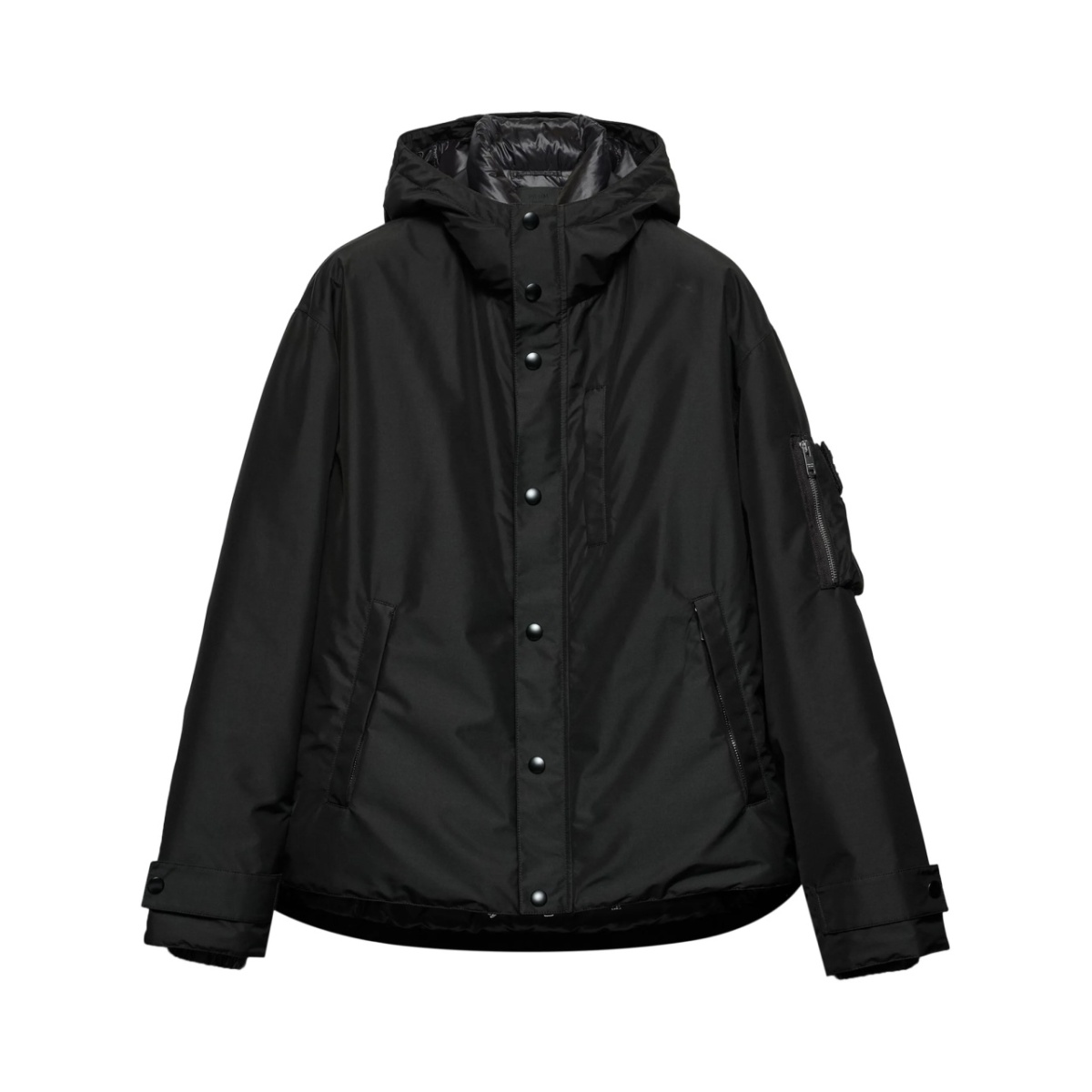 Technical fabric down jacket with hood