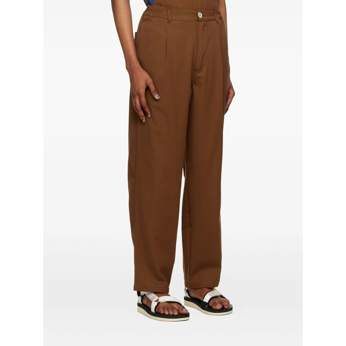 textured stretch-cotton trousers - Img 3