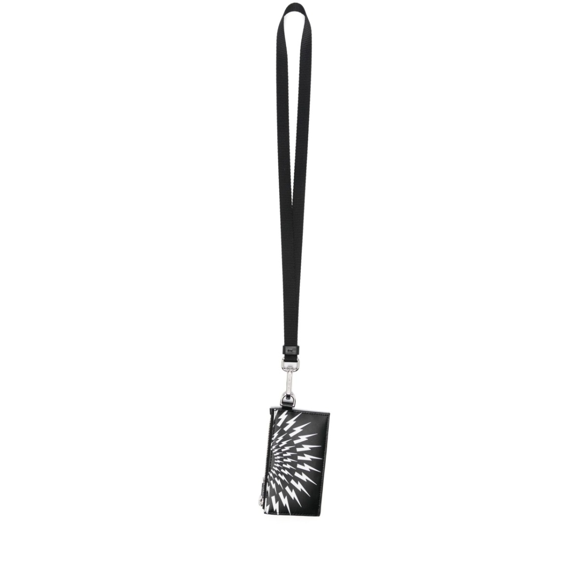 Thunderbolt-print leather card holder