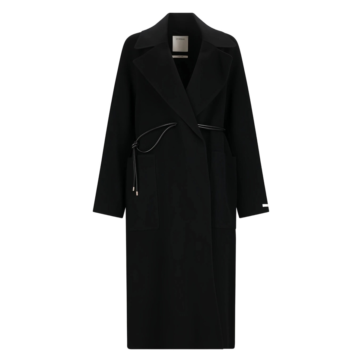 tie-cord detail single-breasted coat