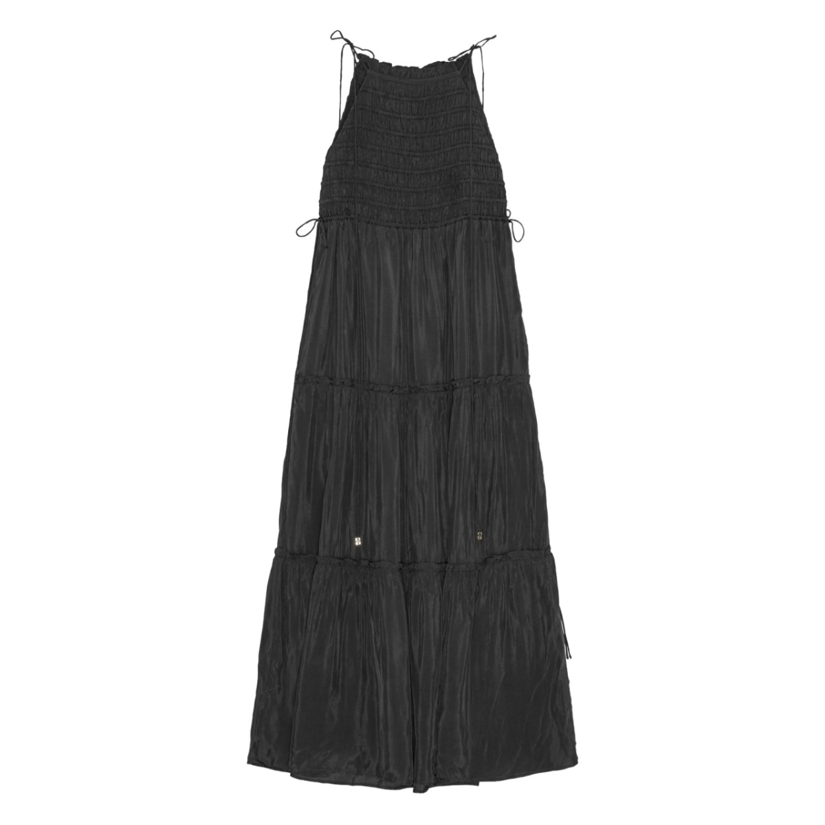 tie-strap smocked maxi dress