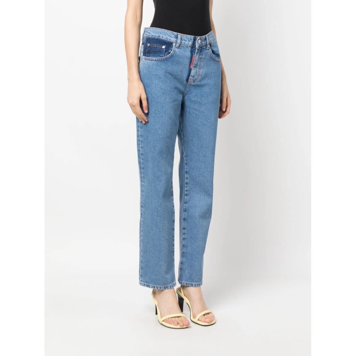two-tone straight-leg jeans - Img 3