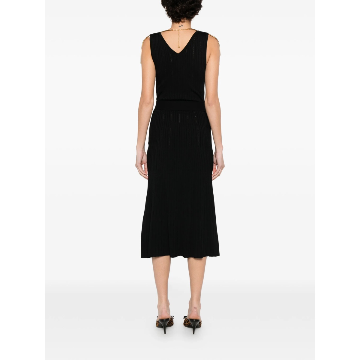 V-neck ribbed midi dress - Img 4