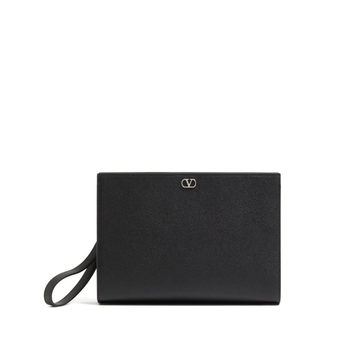 VLOGO SIGNATURE GRAINY CALFSKIN POUCH