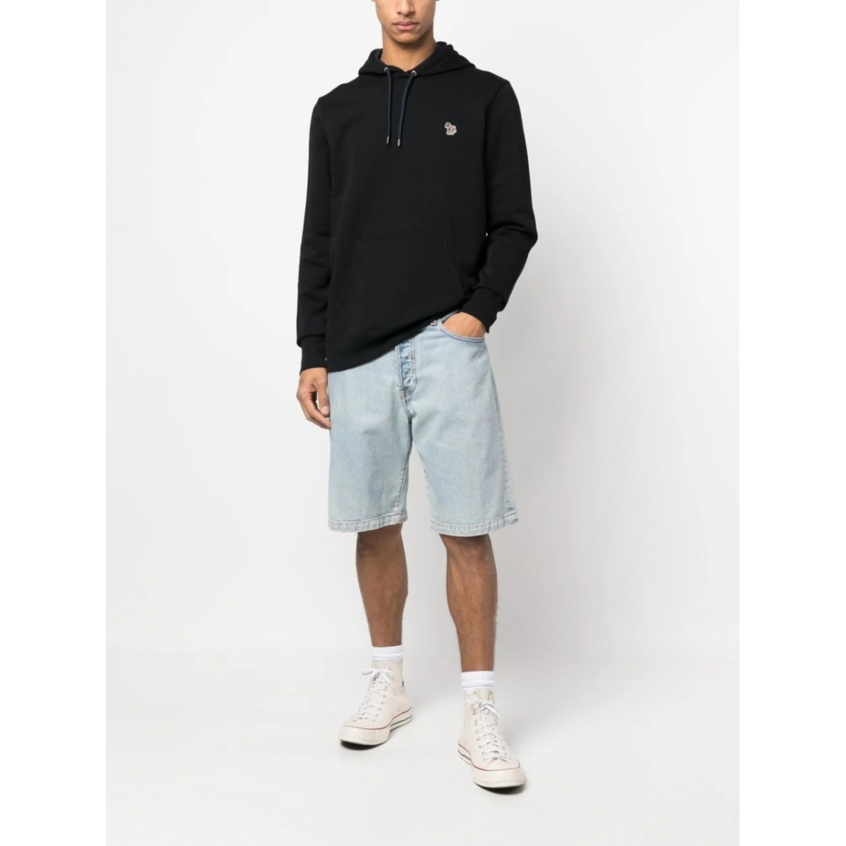 Zebra-patch pullover hoodie - Img 2