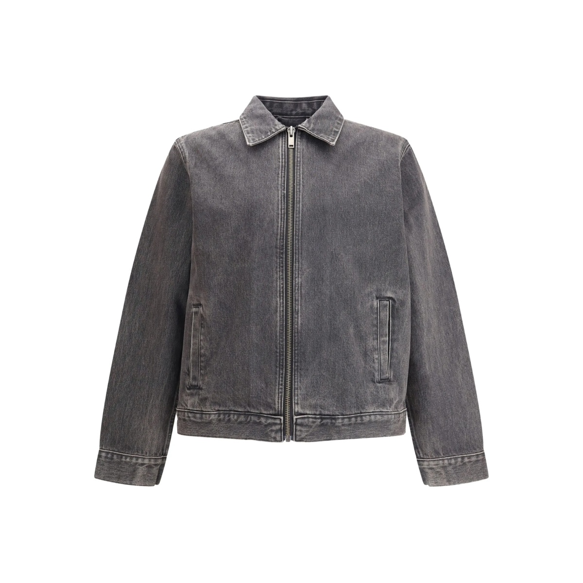 zip-front denim jacket