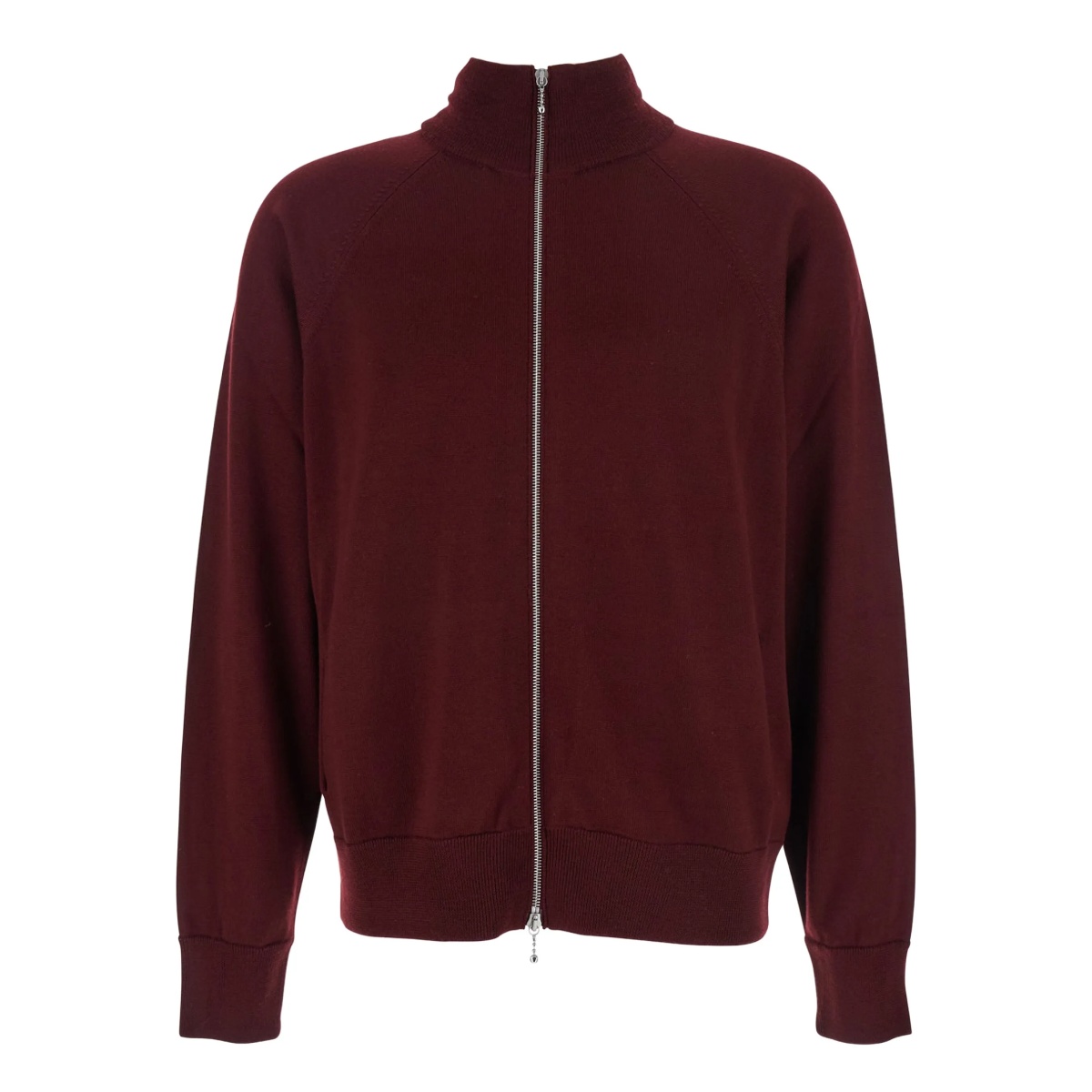 zip-up high-neck cardigan