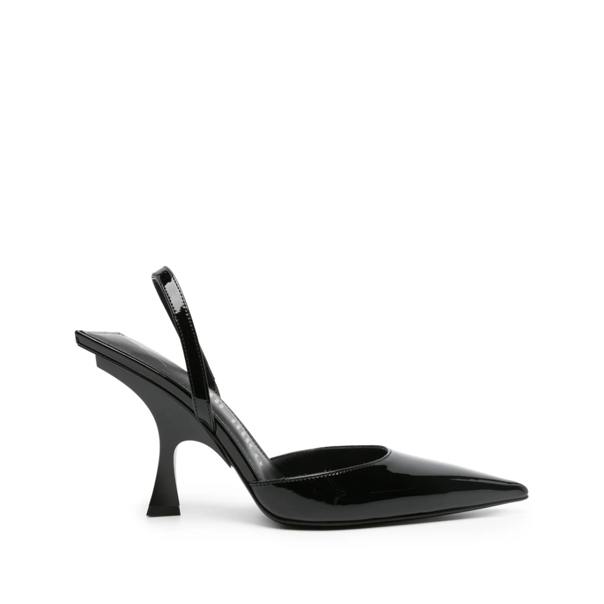 100mm patent-finish pointed-toe mules