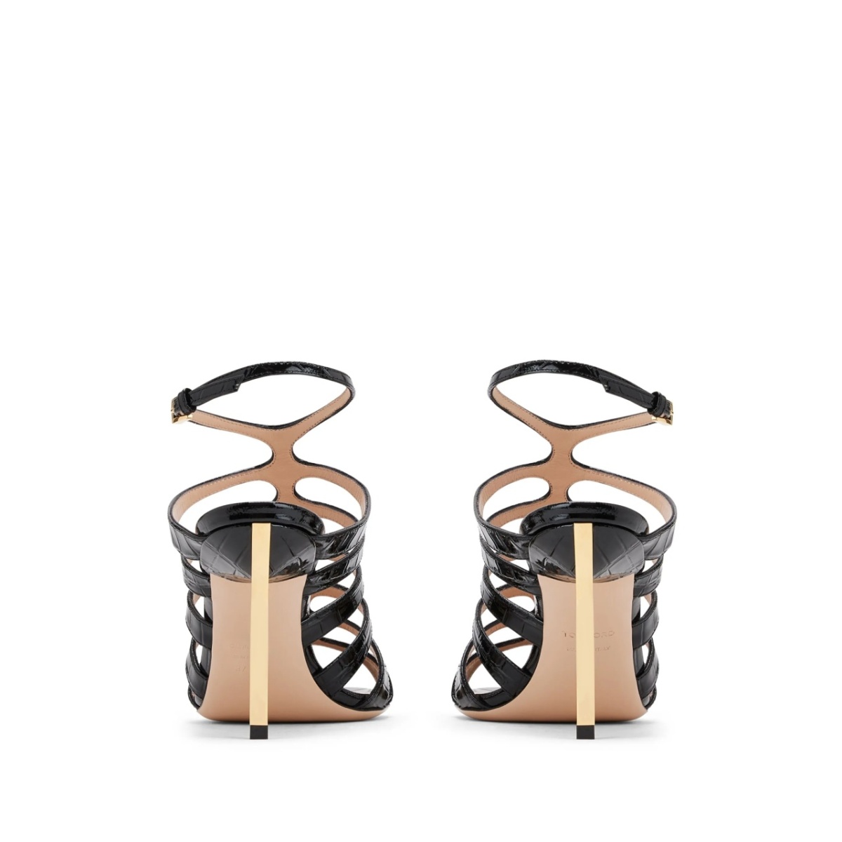 85mm crocodile-embossed leather sandals - Img 3